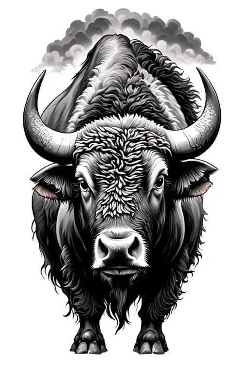 Buffalo crossing a storm tattoo design idea
