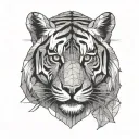 geometric nek line front view tiger head wearing from a a sunset in a straight tattoo design idea