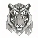 geometric nek line front view tiger head wearing from a a sunset in a straight tattoo design idea