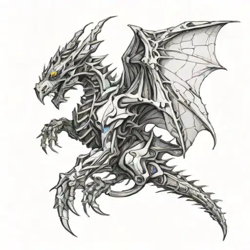 A futuristic cyborg dragon blending elements of technology and mythology tattoo design idea