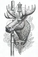 moose head in top of a pole tattoo design idea