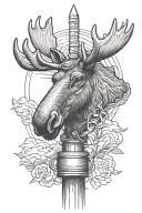 moose head in top of a pole tattoo design idea
