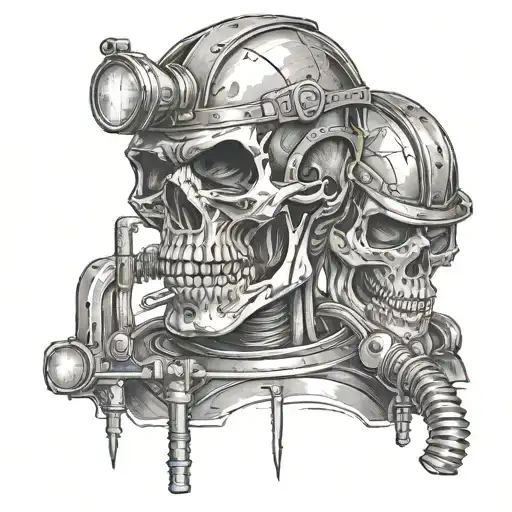 skull welders working tattoo design idea
