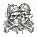 skull welders working tattoo design idea