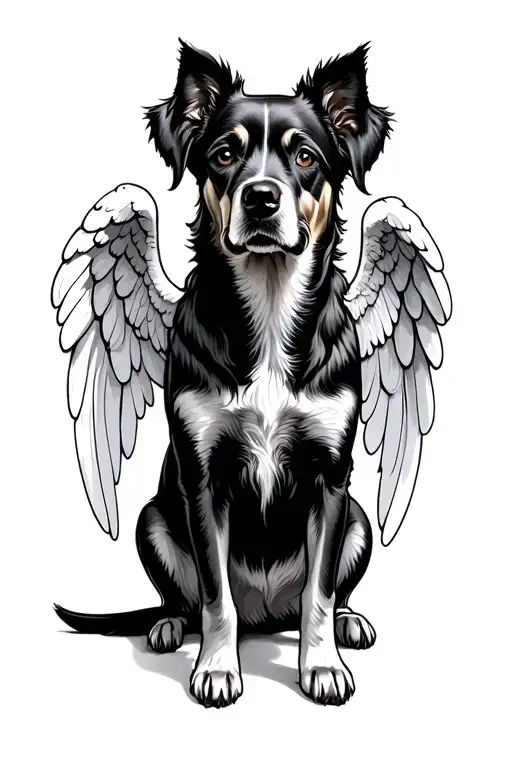 Dog with angel wings tattoo design idea