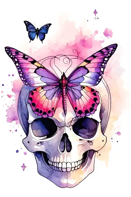 butterflies and skulls my horoscope is cancer zodiac sign tattoo design idea