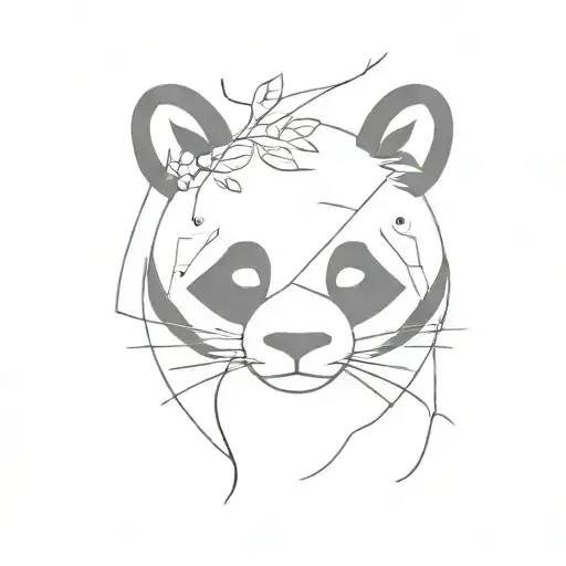 panda face kitty surrounded tattoo design idea
