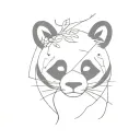 panda face kitty surrounded tattoo design idea