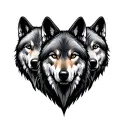 three wolves facing front view tattoo design idea