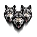 three wolves facing front view tattoo design idea