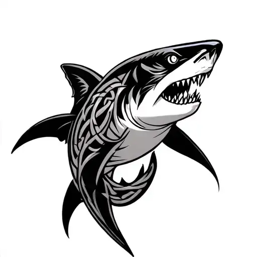 celtic shark tattoo design idea