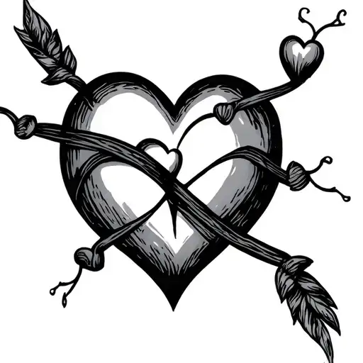 to infinity and beyond with hearts one heart tattoo design idea