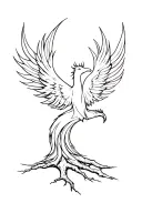 Phoenix rising from a tree tattoo design idea