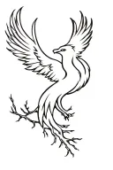 Phoenix rising from a tree tattoo design idea