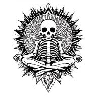 skeleton meditating tattoo design idea