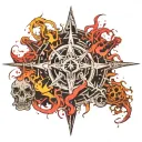 chaos symbol, blood, explosions tattoo design idea