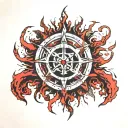 chaos symbol, blood, explosions tattoo design idea