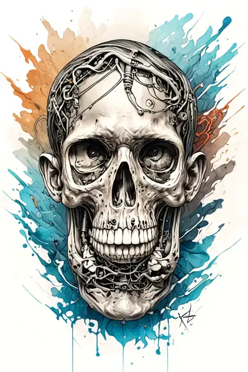 bio mechanical tattoo design idea