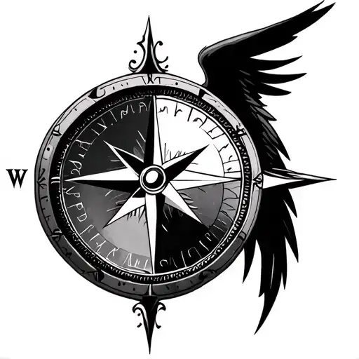 compass half evil half angel tattoo design idea