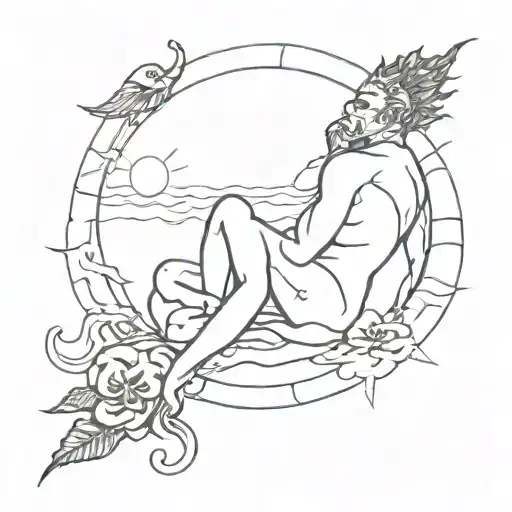 bad guy smoked and drank until he met a girl: his sun tattoo design idea