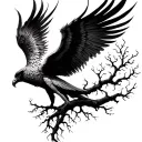 phoenix and tree of life goes tattoo design idea