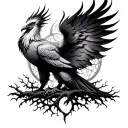 phoenix and tree of life goes tattoo design idea