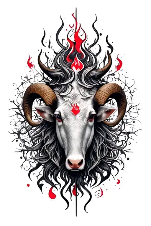 red, Aries zodiac sign tattoo design idea