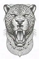 black jaguar huge fangs tattoo design idea