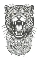 black jaguar huge fangs tattoo design idea