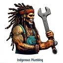 "Indigenous Plumbing " dreadlock Native American plumber holding a wrench tattoo design idea