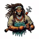 "Indigenous Plumbing " dreadlock Native American plumber holding a wrench tattoo design idea