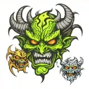 demon face tattoo design idea