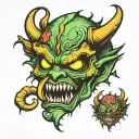 demon face tattoo design idea