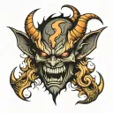 demon face tattoo design idea