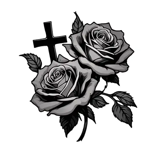 roses with cross and bibble verse 4:13 tattoo design idea