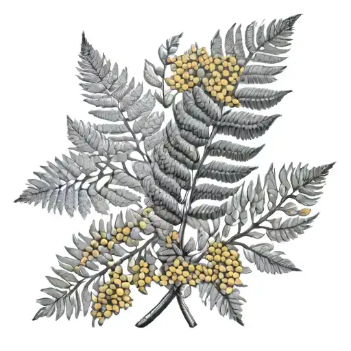 silver fern and golden wattle tattoo design idea