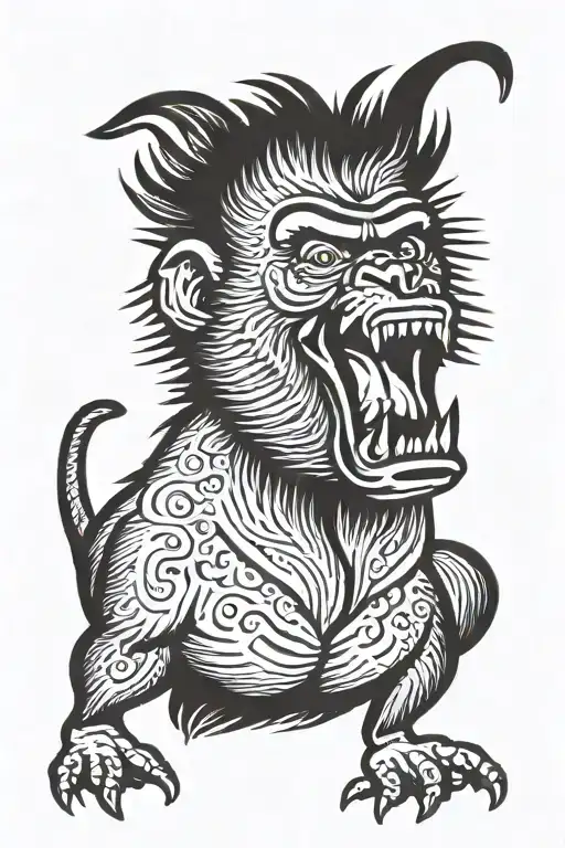 baboon yelling tattoo design idea