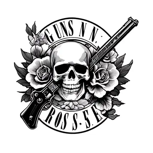 Guns N Roses lined frame inside tattoo design idea