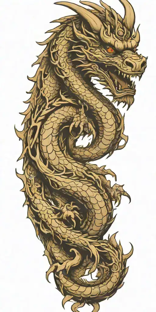 Chinese wood dragon tattoo single head legs and claws displayed tattoo design idea