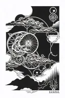 past, present and future, karma, force and calamity tattoo design idea