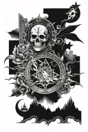 past, present and future, karma, force and calamity tattoo design idea