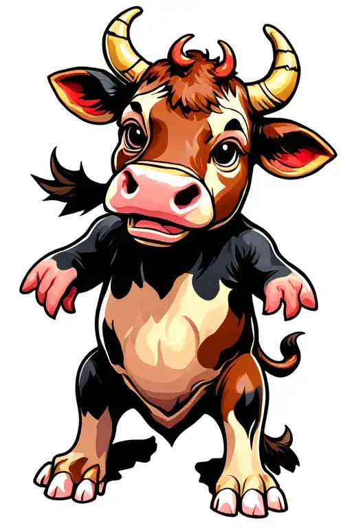 baby cow demon tattoo design idea