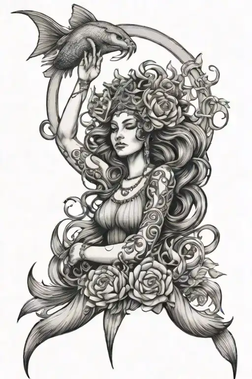 Hecate goddess & mermaid tattoo design idea