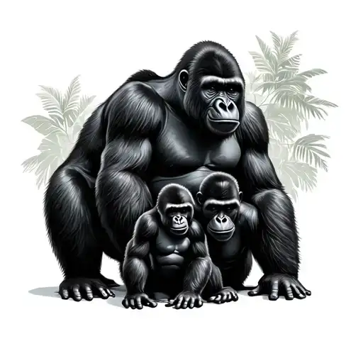 Gorilla Family tattoo design idea