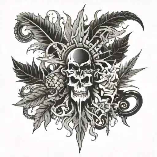marihuana And Evil Fighting tattoo design idea