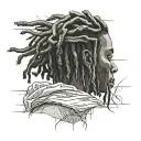 emo,depression,darkness,lonely,suicidal,sad,dark skinned male,dyed short dreads fully hiding face,teens,no tattoos,skinn tattoo design idea