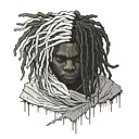 emo,depression,darkness,lonely,suicidal,sad,dark skinned male,dyed short dreads fully hiding face,teens,no tattoos,skinn tattoo design idea