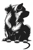 adorable smooth coat chow chow sitting down silhouette tattoo design idea