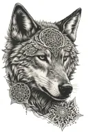asanoha wolf mandala design incorporating elements tattoo design idea