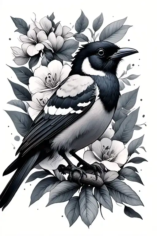 Magpie tattoo design idea